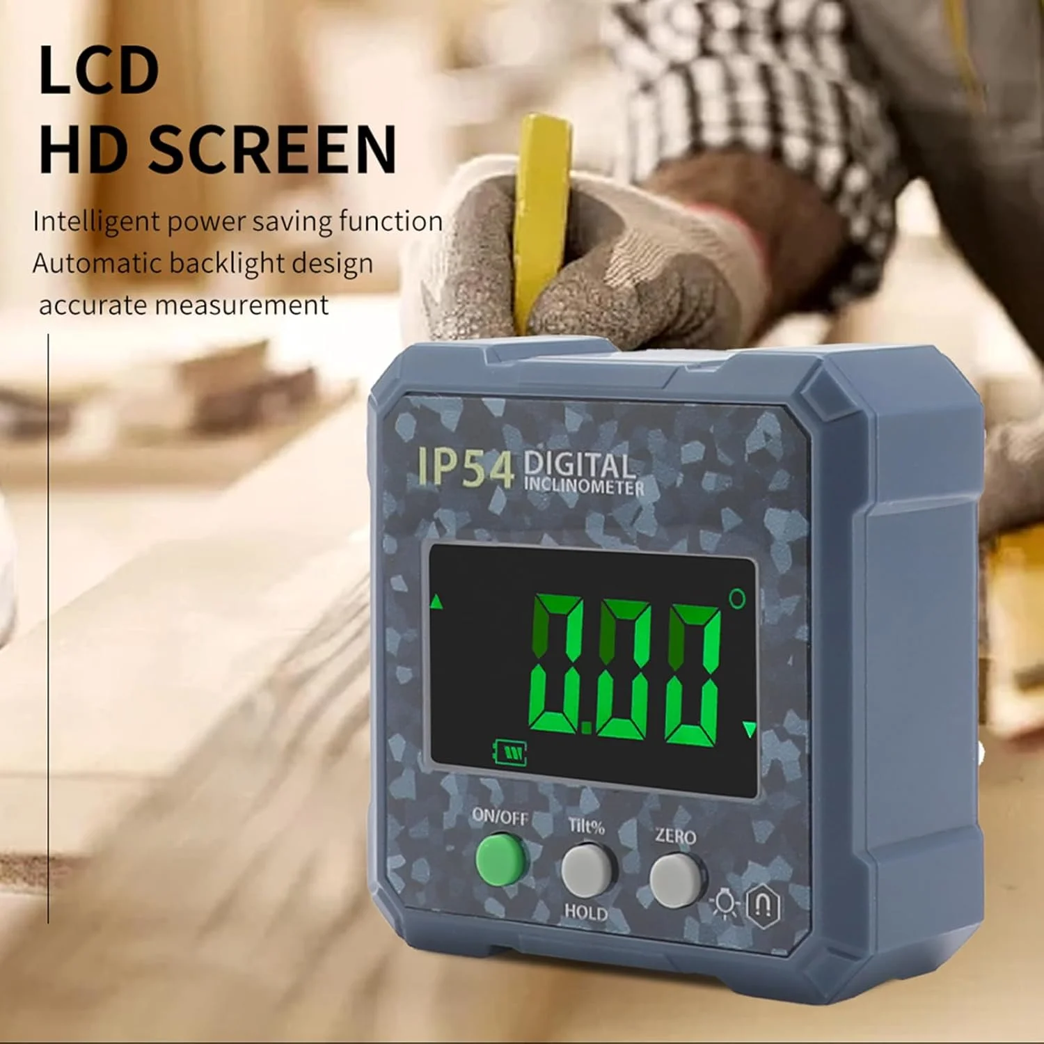 زاویه یاب دیجیتال Labymos، زاویه سنج دیجیتال کوچک با صفحه نمایش LCD و آهنربا، ترازوی شیب سنج ضد آب برای نجاری، مخابرات، خودرو، سبز استتاری