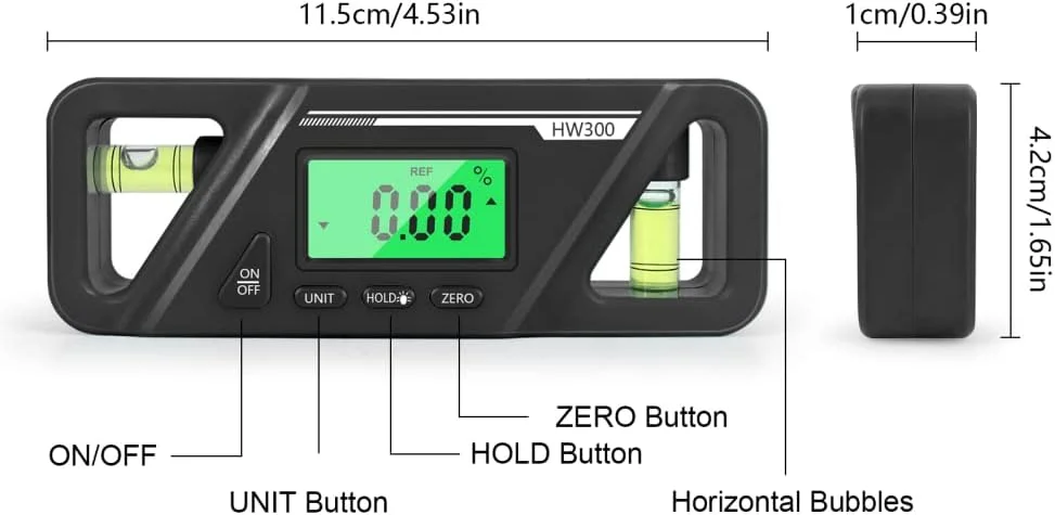 ترازوی دیجیتال، 4 * 90 درجه / 2 * 180 درجه ترازوی کوچک دیجیتال زاویه یاب خط کش با LCD دارای نور پس زمینه، 2 حالت اندازه گیری، ابزار اندازه گیری شیب سنج دیجیتال