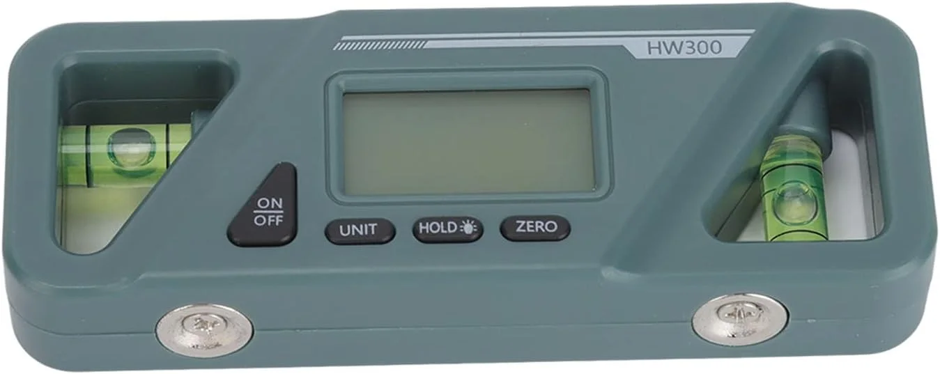 تراز دیجیتال کوچک، قفل داده صفحه نمایش LCD قابل حمل اندازه گیری زاویه مطلق شیب سنج دیجیتال پایه مغناطیسی پلاستیکی برای پردازش چوب (مشکی) Wzsydn (رنگ: سبز تیره)