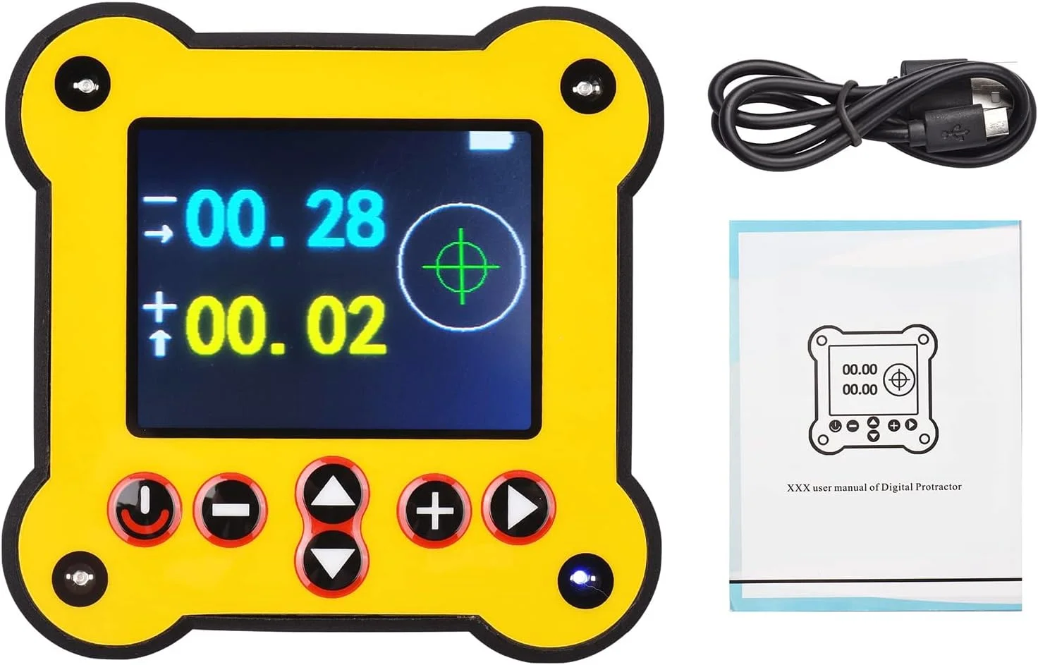 ترازوی دیجیتال دو محوره Fawoonu، دقت 0.02 درجه، جعبه تراز زاویه یاب با رابط کنترل خروجی، ابزار تراز الکتریکی برای ساخت ماشین آلات نجاری