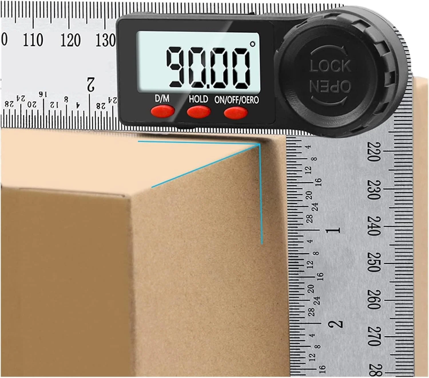 زاویه سنج دیجیتال 2 در 1 FBITE، خط کش زاویه 200 میلی متری 8 اینچی، زاویه یاب 360 درجه، ابزار شیب سنج