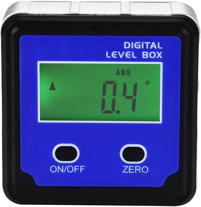 4 عدد زاویه یاب دیجیتال 90 درجه، شیب سنج، تراز، جعبه اریب با پایه مغناطیسی (آبی)