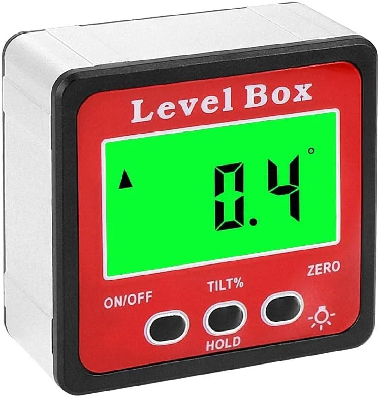 زاویه یاب دیجیتال 4 طرفه، جعبه گیج های زاویه ای قوی، شیب سنج، نقاله، ابزار اندازه گیری نجاری، شیب سنج زاویه یاب دیجیتال