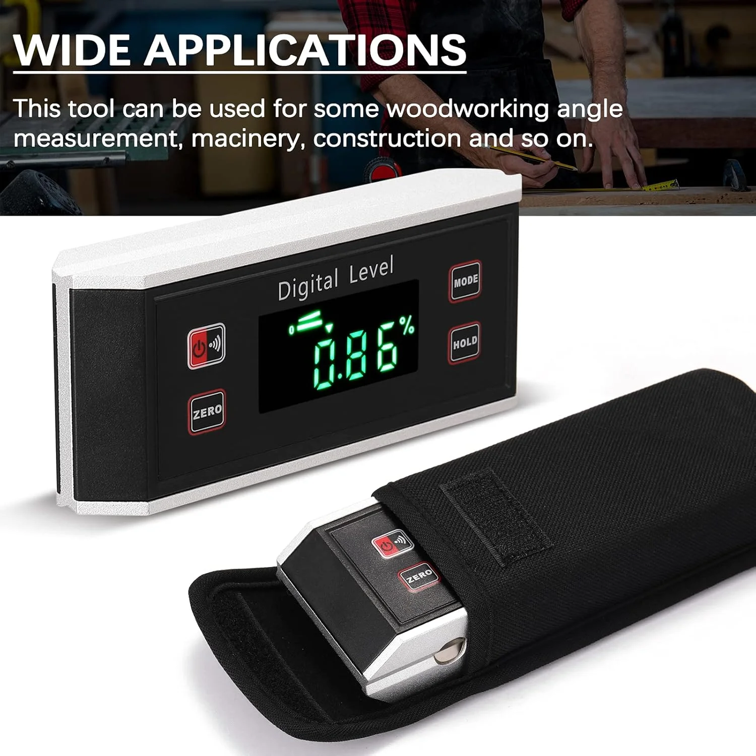 تراز دیجیتال قابل حمل Labymos با دقت بالا، ضد آب و گرد و غبار IP54، زاویه یاب 4*90 درجه، شیب سنج دیجیتال، صفحه نمایش LCD، اندازه گیری مطلق/نسبی، عملکرد نگه داشتن داده