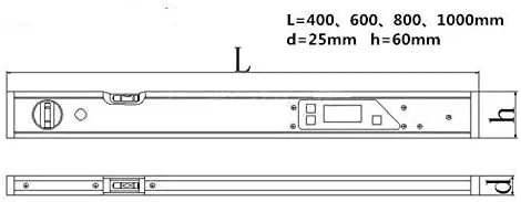 شیب سنج دیجیتال JACOJE زاویه یاب 360 درجه با نور پس زمینه LCD تبدیل اینچ/متریک سه دکمه (رنگ: 600 میلی متر بدون آهنربا)