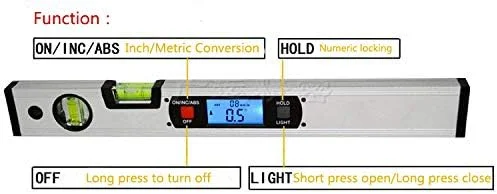 زاویه یاب دیجیتال TAINDU، 360 درجه، با نور پس زمینه LCD، تبدیل اینچ/متریک، 400 میلی متر/16 اینچ
