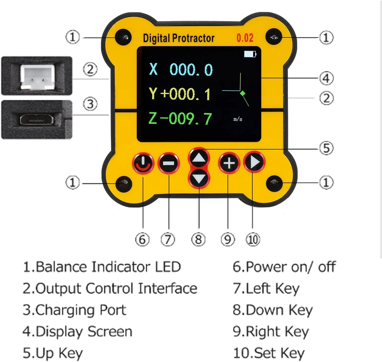 گونیا دیجیتال YUNNSTORE، تراز الکترونیکی و ابزار اندازه گیری زاویه، شیب سنج، تراز دو محوره، دقت 0.02 درجه، ابزار نجاری برای ساخت و ساز، نجاری و ماشین آلات