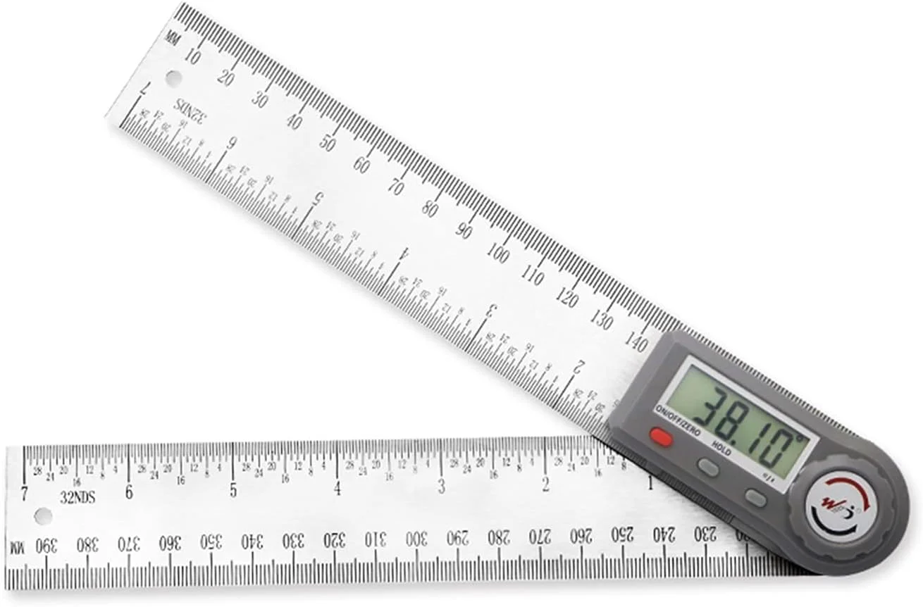 زاویه سنج دیجیتال 200 میلی متری 7 اینچی، خط کش زاویه ای استیل ضد زنگ، زاویه یاب دیجیتال، شیب سنج، ابزار اندازه گیری