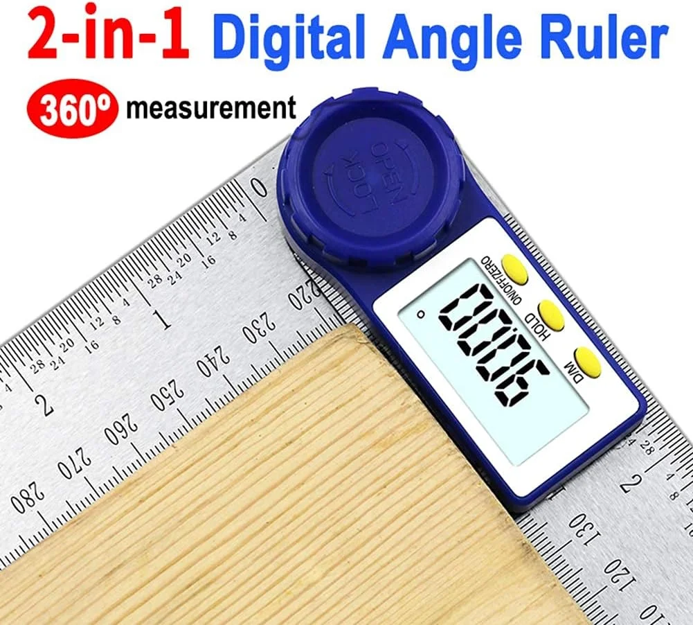 زاویه سنج دیجیتال 200 میلی متری، خط کش دیجیتال زاویه ای الکترونیکی، گونیا، ابزار اندازه گیری زاویه