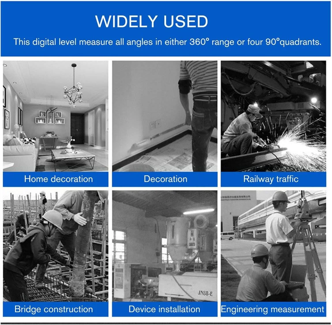 تراز دیجیتال، زاویه یاب دیجیتال 360 درجه، شیب سنج، تراز الکترونیکی، خط کش تست زاویه بدون آهنربا 400 میلی متر (نقره ای)