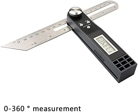 زاویه یاب دیجیتال 360 درجه، نمایشگر LCD کشویی استیل ضد زنگ، شیب سنج و خط کش ابزار اندازه گیری نجاری