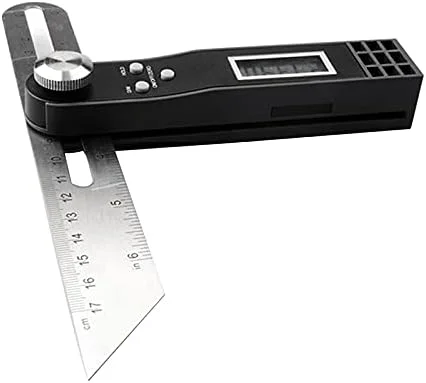 زاویه یاب دیجیتال 360 درجه، نمایشگر LCD کشویی استیل ضد زنگ، شیب سنج و خط کش ابزار اندازه گیری نجاری