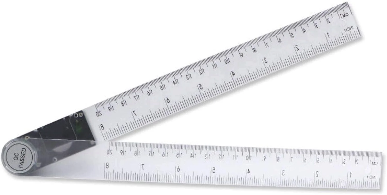 گونیا دیجیتال 200 میلی متری، زاویه یاب، شیب سنج 360 درجه، خط کش زاویه، مقیاس میلی متر و اینچ، خط کش پلاستیکی، ابزار اندازه گیری زاویه نجاری