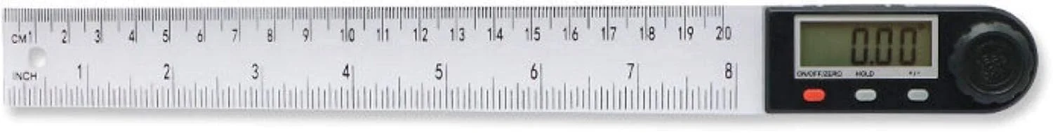 گونیا دیجیتال 200 میلی متری، زاویه یاب، شیب سنج 360 درجه، خط کش زاویه، مقیاس میلی متر و اینچ، خط کش پلاستیکی، ابزار اندازه گیری زاویه نجاری