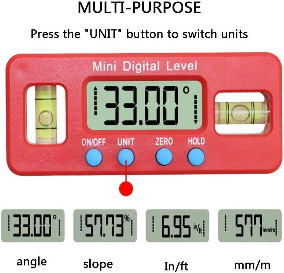 شیب سنج دیجیتال JACOJE، ابزار تراز اژدری مغناطیسی 0-360 درجه، تراز دیجیتال برای ساخت ماشین آلات، تعمیر خودرو، پردازش چوب
