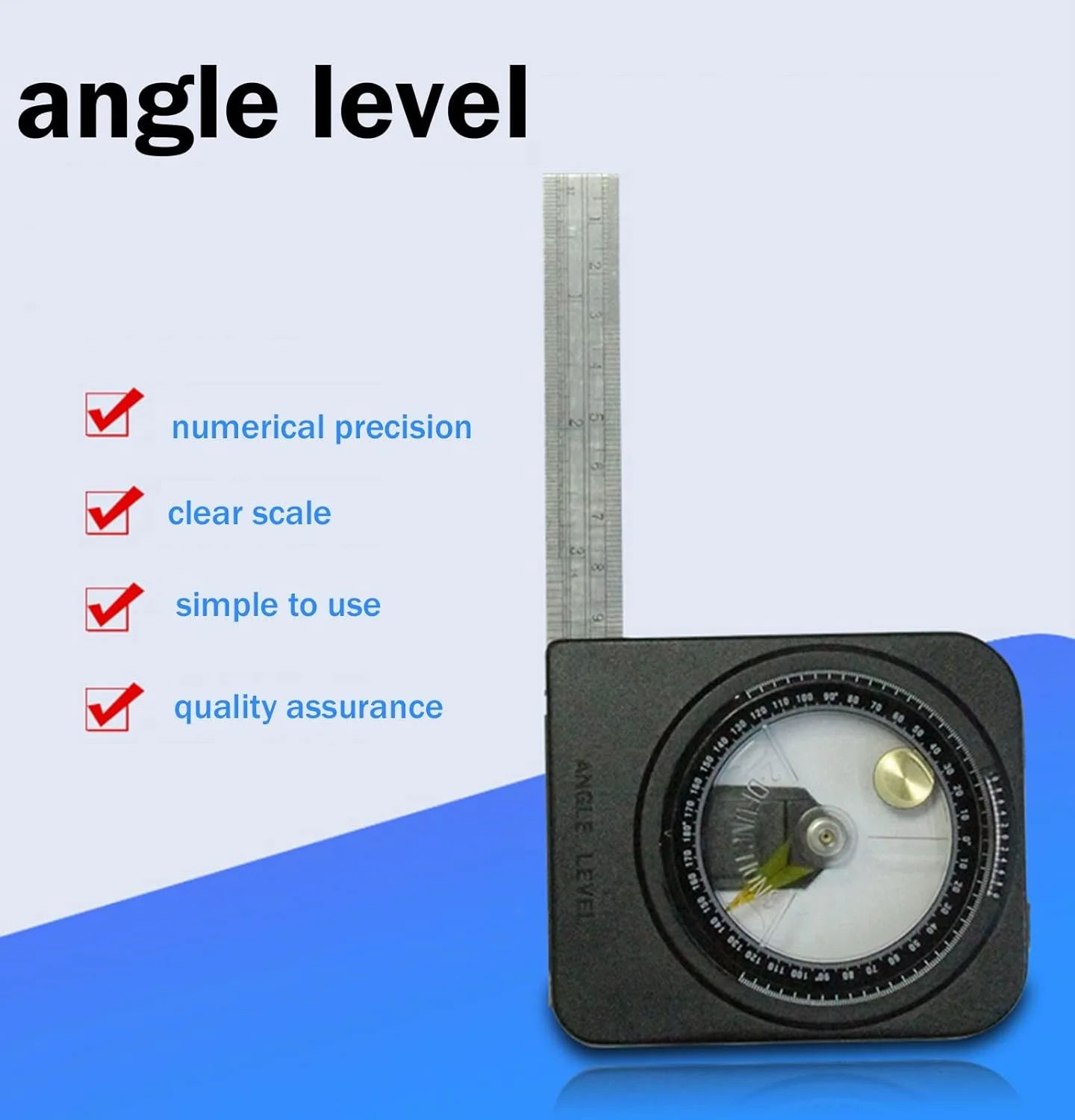 زاویه یاب KSZJSDAngle، تراز زاویه، ابزار نجاری، اندازه گیری زاویه دیسک 0 تا 180 درجه با خط کش استیل ضد زنگ، نقاله دقیق زاویه و طول برای مهندسی نجاری