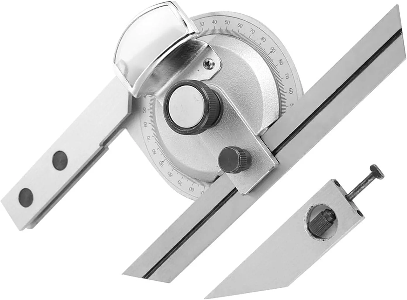 زاویه سنج دیجیتال 0-360 درجه بریلوکسا، نقاله استیل ضد زنگ، خط کش اندازه گیری زاویه با ذره بین، برای نجاری، ساخت و ساز و تعمیرات