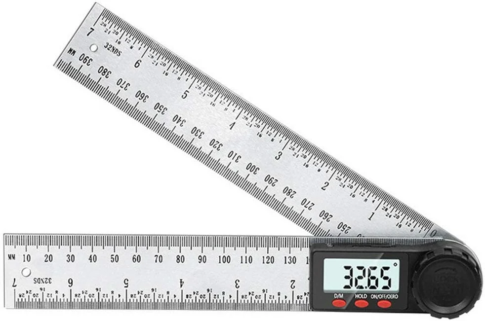 زاویه سنج دیجیتال 360 درجه استیل ضد زنگ WERTYFF، خط کش زاویه 200/300 میلی متر، زاویه یاب، گونیومتر، شیب سنج (0-300 میلی متر)