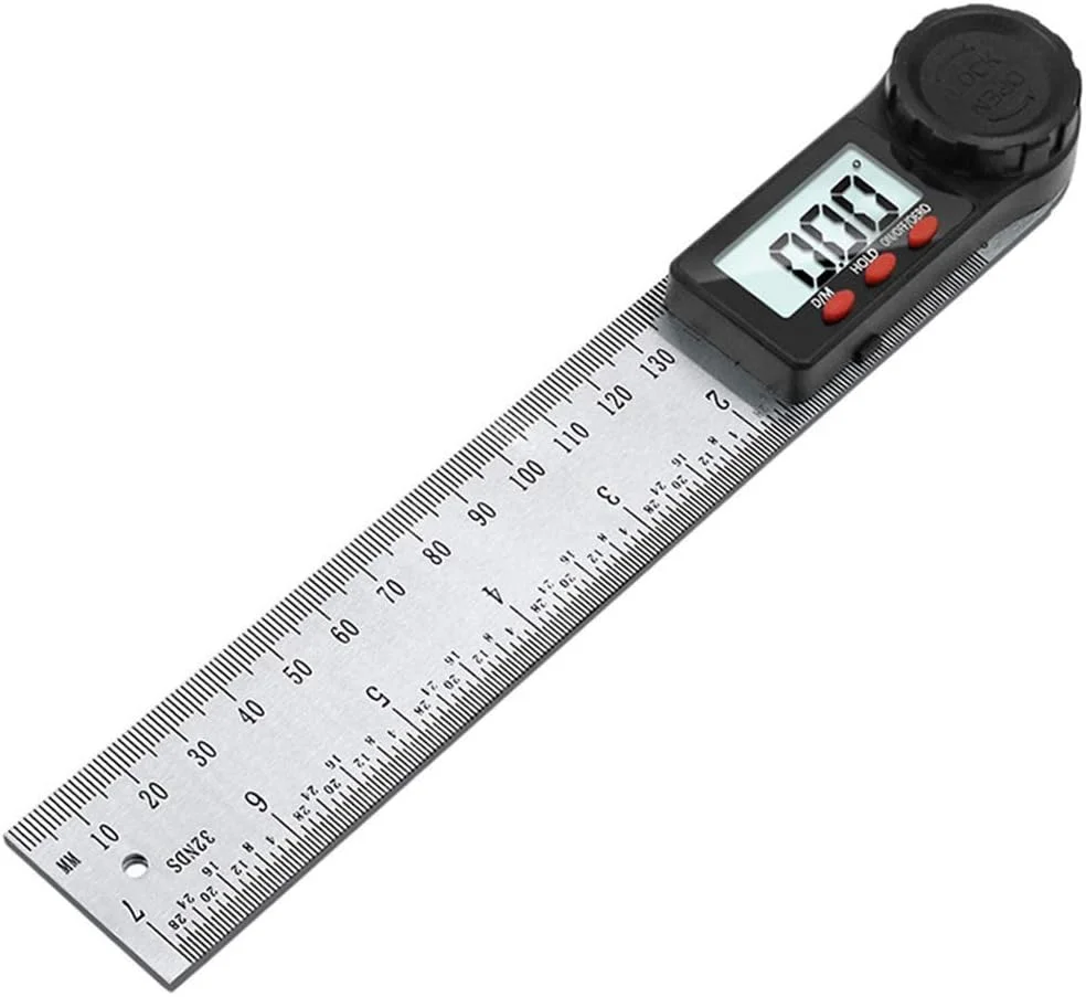 زاویه سنج دیجیتال 360 درجه استیل ضد زنگ WERTYFF، خط کش زاویه 200/300 میلی متر، زاویه یاب، گونیومتر، شیب سنج (0-300 میلی متر)