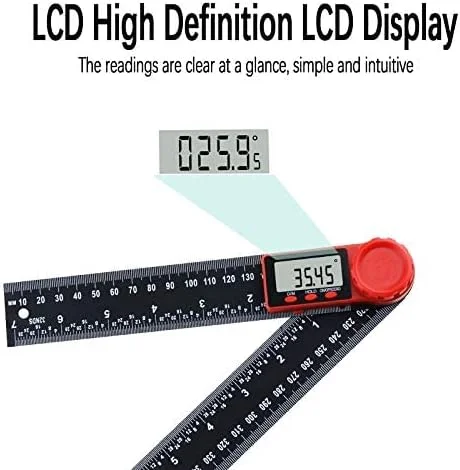 زاویه سنج دیجیتال فیبر کربنی 0-300 میلی متری رایترون، گونیومتر الکترونیکی، نقاله، ابزار اندازه گیری