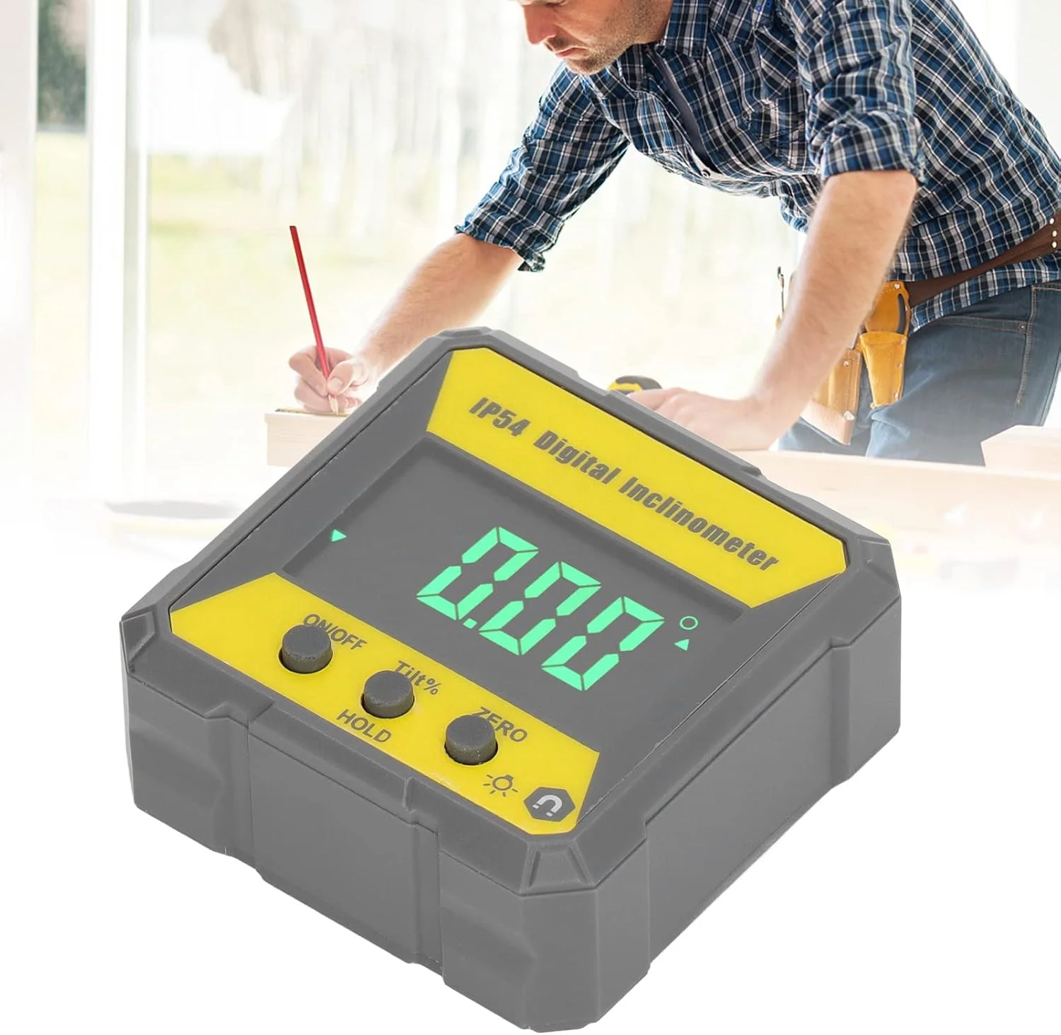 زاویه یاب دیجیتال IP54 با پایه مغناطیسی، جعبه تراز زاویه ای، شیب سنج دیجیتال دقیق، جعبه تراز زاویه ای الکترونیکی با پایه مغناطیسی