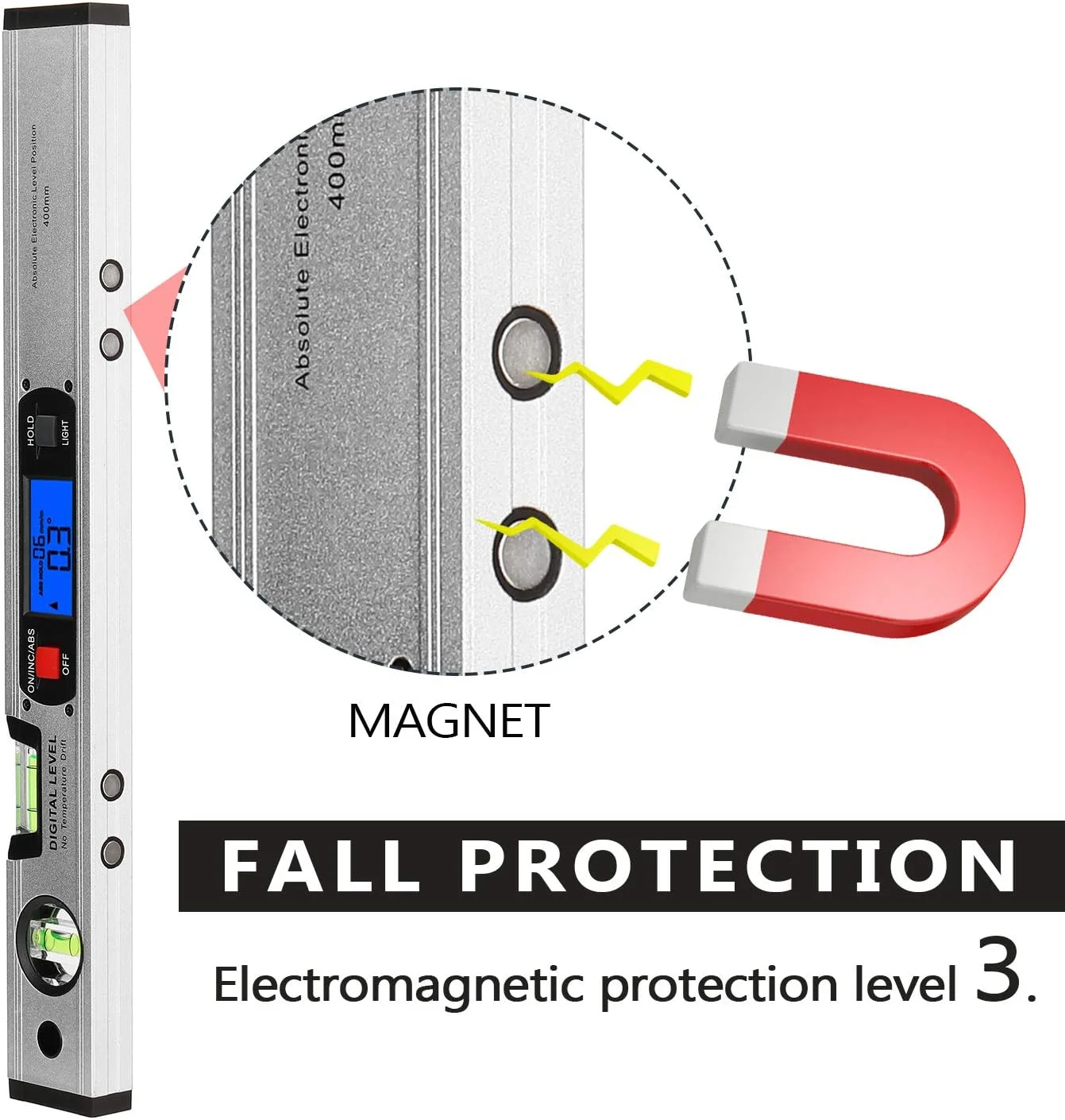 زاویه یاب دیجیتال 400 میلی متری Fawoonu، تراز الکترونیکی، شیب سنج 360 درجه با تستر شیب زاویه ای