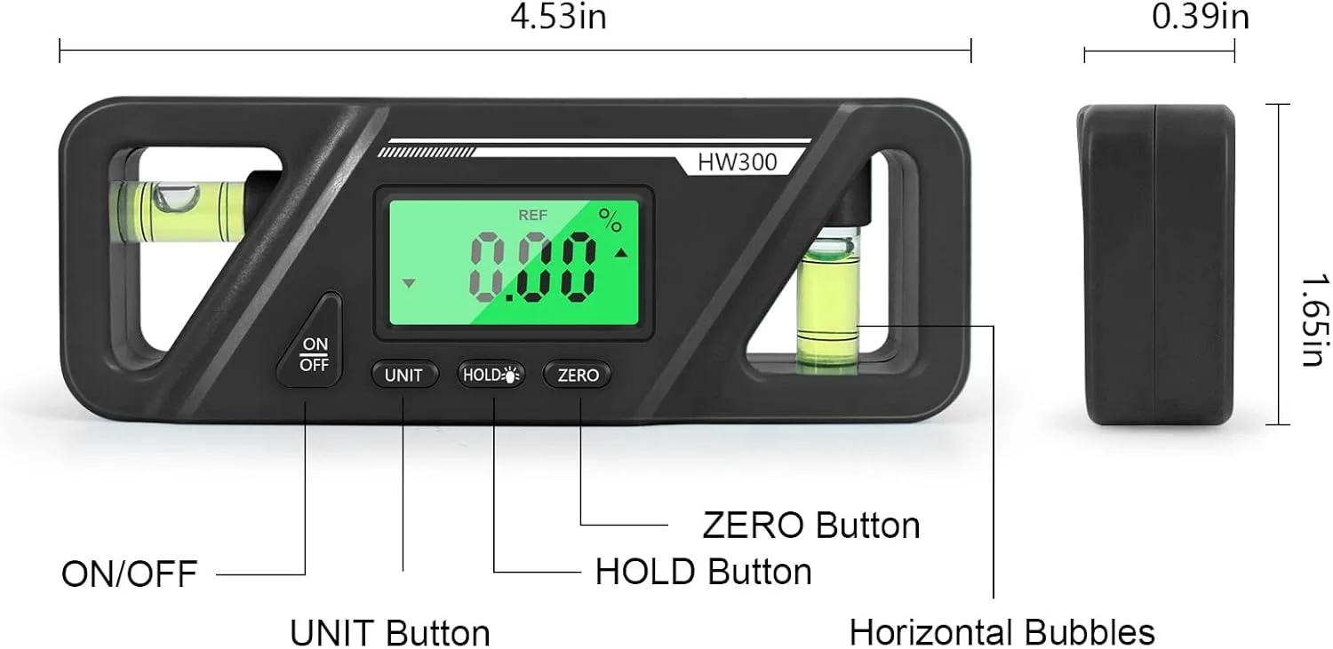 شیب سنج دیجیتال Irovami، زاویه سنج مطلق و نسبی، تبدیل زاویه و شیب، ترازوی شیب دار چند منظوره، صفحه نمایش LCD با نور پس زمینه