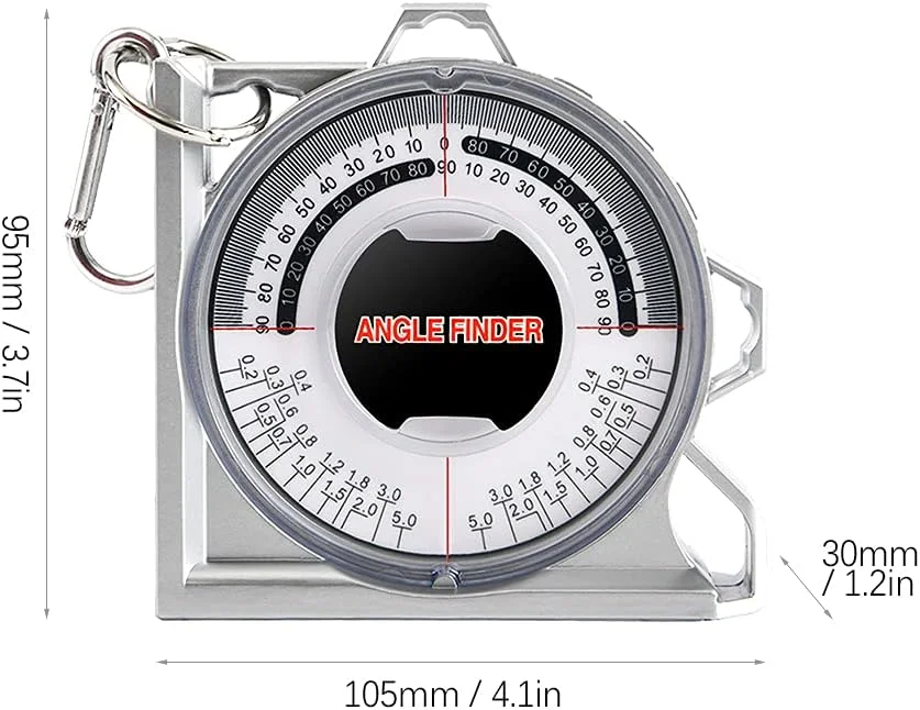 زاویه یاب مغناطیسی Obery، تراز شیب سنج کوچک، ابزار اندازه گیری، نقاله، تراز، دارای دو حباب تراز و جدول مقایسه در پشت زاویه یاب مغناطیسی Obery، تراز شیب سنج کوچک، ابزار اندازه گیری، نقاله، تراز، دارای دو حباب تراز و جدول مقایسه در پشت