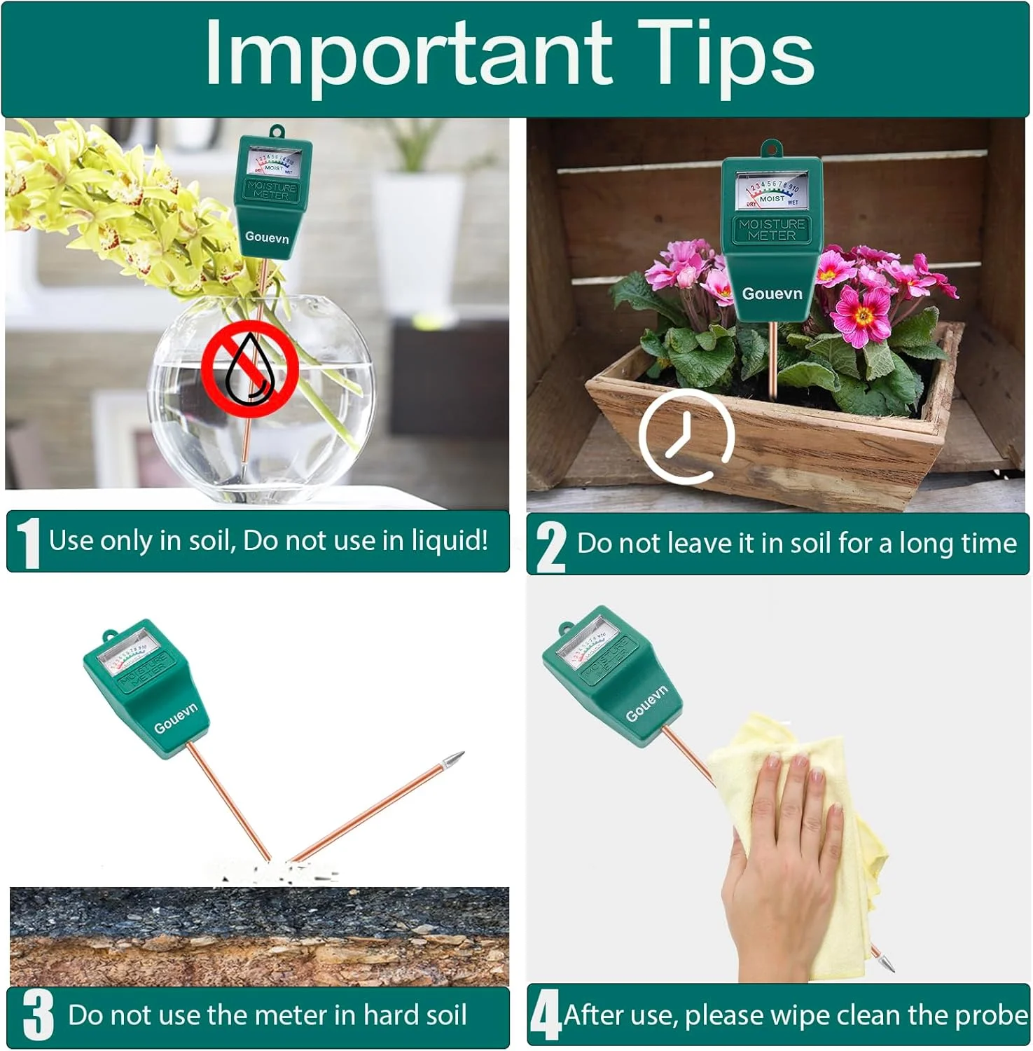 رطوبت سنج خاک، رطوبت سنج گیاه مناسب فضای داخلی و خارجی، کیت تست رطوبت خاک برای باغ، مزرعه، چمن (بدون نیاز به باتری) رطوبت سنج خاک، رطوبت سنج گیاه مناسب فضای داخلی و خارجی، کیت تست رطوبت خاک برای باغ، مزرعه، چمن (بدون نیاز به باتری)