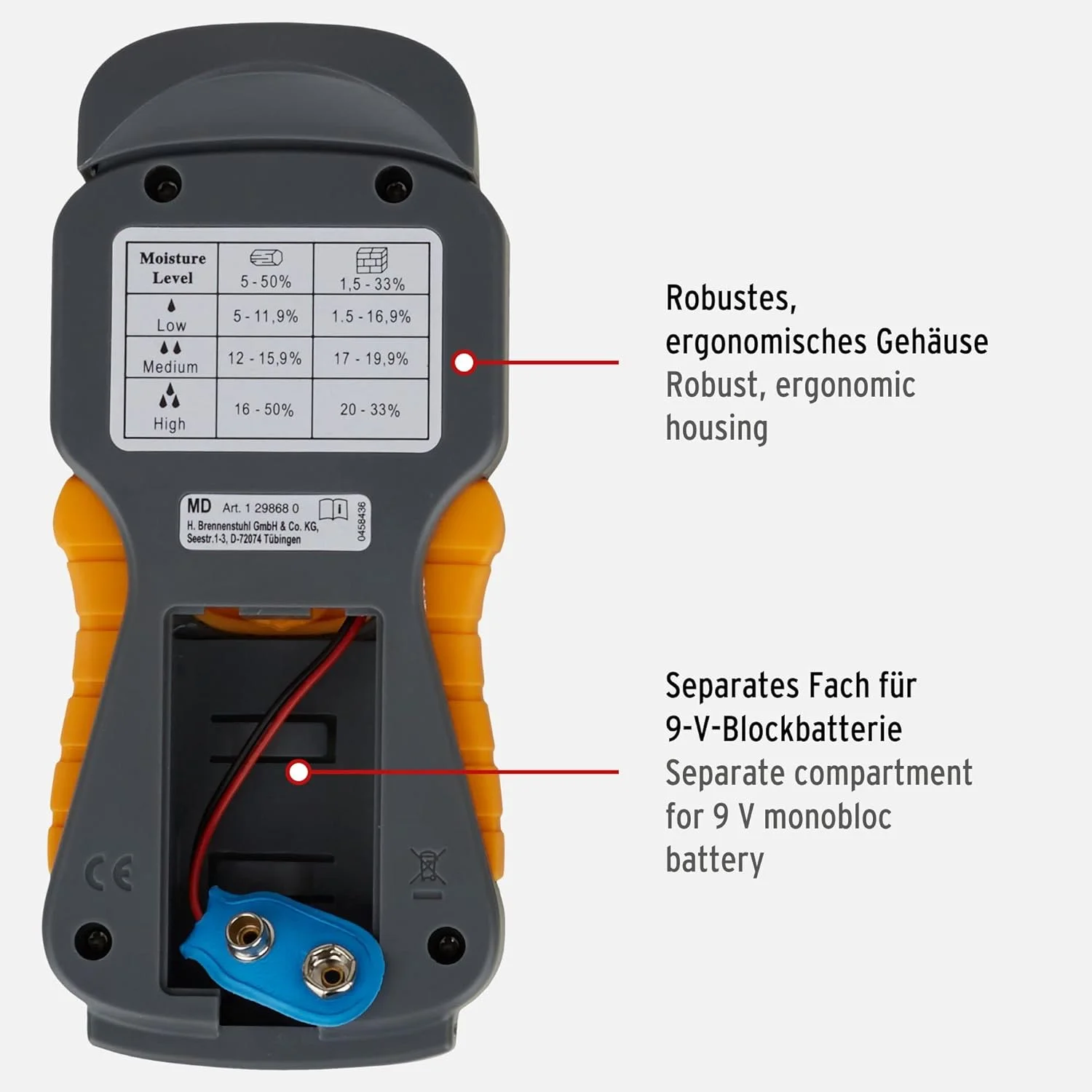 رطوبت سنج MD برننشتول با باتری (رطوبت سنج برای چوب یا مصالح ساختمانی، با صفحه نمایش LCD، بدون باتری عرضه می شود) رطوبت سنج MD برننشتول با باتری (رطوبت سنج برای چوب یا مصالح ساختمانی، با صفحه نمایش LCD، بدون باتری عرضه می شود)