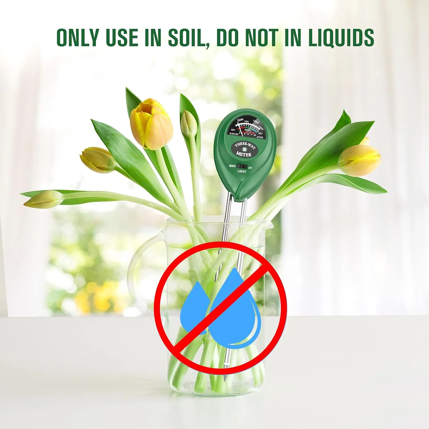 دستگاه سنجش pH خاک آتری، کیت تست خاک 3 در 1 با تست رطوبت، نور و pH برای باغ، مزرعه، چمن، فضای داخلی و خارجی (بدون نیاز به باتری) دستگاه سنجش pH خاک آتری، کیت تست خاک 3 در 1 با تست رطوبت، نور و pH برای باغ، مزرعه، چمن، فضای داخلی و خارجی (بدون نیاز به باتری)