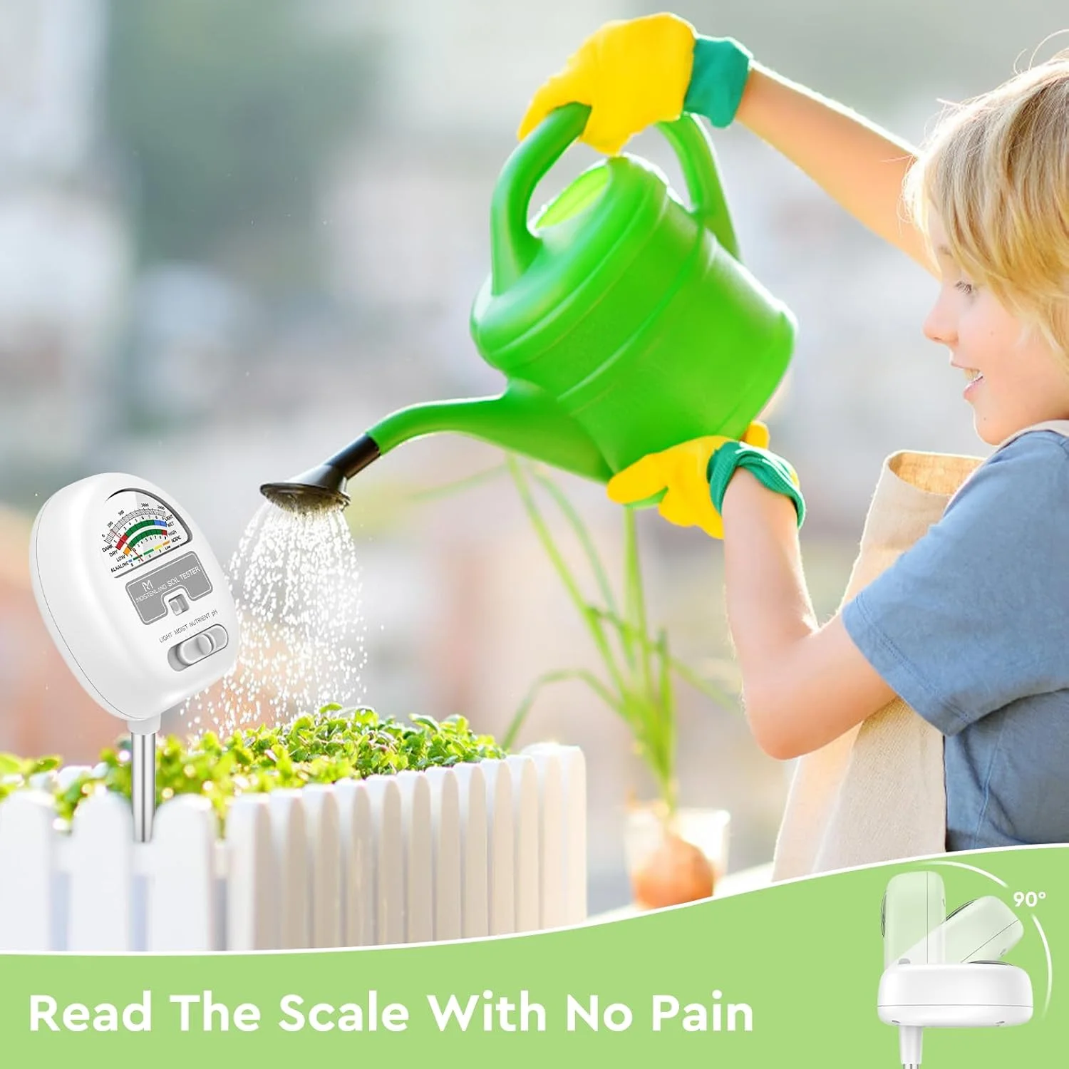 رطوبت سنج خاک Moistenland [به روز شده]، تستر pH خاک 4 در 1، رطوبت سنج/نور/مواد مغذی/pH خاک برای باغبانی، چمن، کشاورزی، استفاده از گیاهان داخلی و خارجی، بدون نیاز به باتری