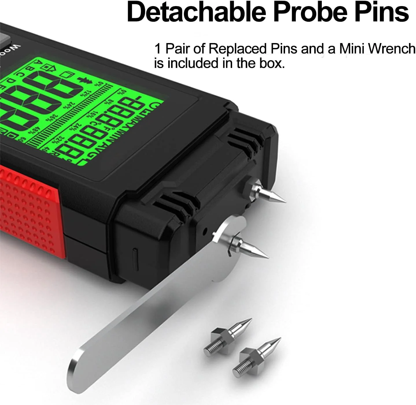 رطوبت سنج چوب و نشت یاب آب با صفحه نمایش LCD دارای نور پس زمینه، اندازه گیری دما و رطوبت، نوع سوزنی برای مواد چوبی، ملات، تخته سه لایی، هیزم، بتن، کاغذ دیواری، کفپوش، فرش HT633 رطوبت سنج چوب و نشت یاب آب با صفحه نمایش LCD دارای نور پس زمینه، اندازه گیری دما و رطوبت، نوع سوزنی برای مواد چوبی، ملات، تخته سه لایی، هیزم، بتن، کاغذ دیواری، کفپوش، فرش HT633