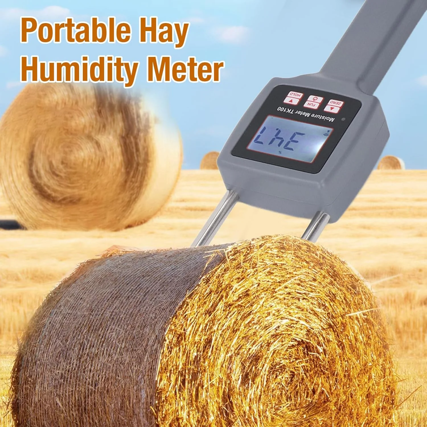 رطوبت سنج یونجه قابل حمل Jiawu TK100H با میله 11 اینچی برای یونجه، علوفه، کاه غلات، لیموس چیننسیس و یونجه، محدوده 0-80٪ رطوبت سنج یونجه قابل حمل Jiawu TK100H با میله 11 اینچی برای یونجه، علوفه، کاه غلات، لیموس چیننسیس و یونجه، محدوده 0-80٪