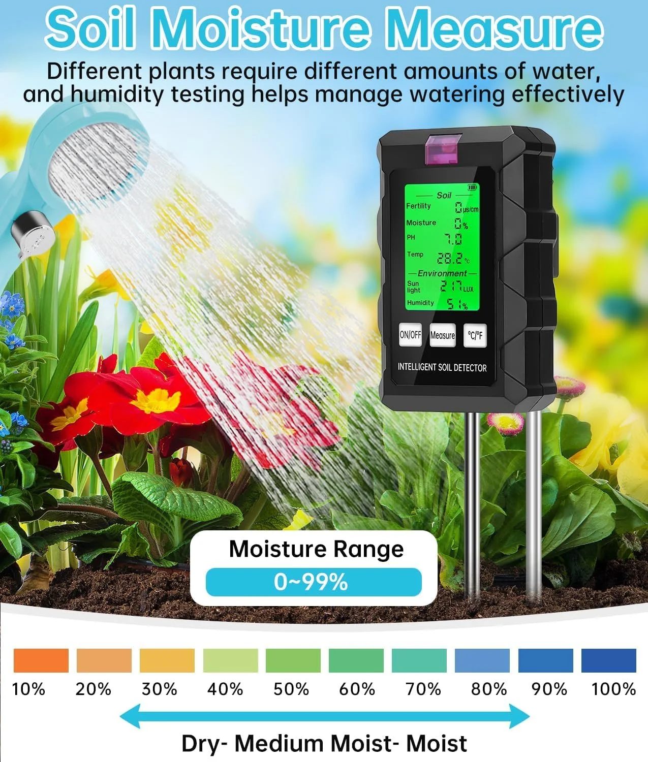 دستگاه سنجش رطوبت خاک KASTWAVE، دستگاه رطوبت سنج دیجیتال 6 در 1، با قابلیت سنجش حاصلخیزی/رطوبت/PH/دما/نور خورشید/رطوبت، تستر PH خاک با پروب دوتایی، مناسب برای باغ، چمن، مزرعه، استفاده در فضای داخلی و خارجی دستگاه سنجش رطوبت خاک KASTWAVE، دستگاه رطوبت سنج دیجیتال 6 در 1، با قابلیت سنجش حاصلخیزی/رطوبت/PH/دما/نور خورشید/رطوبت، تستر PH خاک با پروب دوتایی، مناسب برای باغ، چمن، مزرعه، استفاده در فضای داخلی و خارجی
