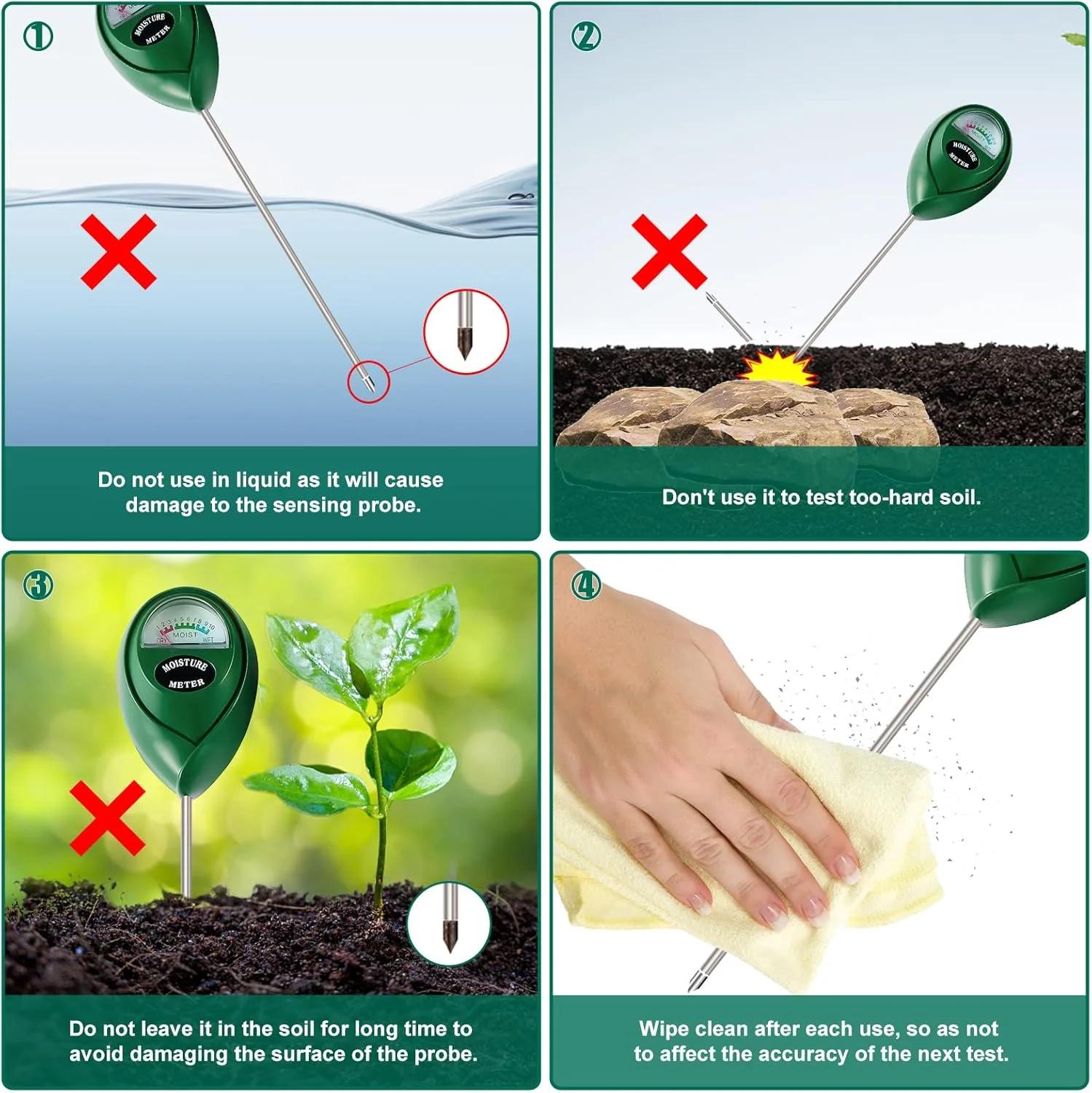 رطوبت سنج خاک SZHLUX، مراقبت از چمن، مزرعه، داخل و خارج از منزل، 26 سانتی متر، سبز رطوبت سنج خاک SZHLUX، مراقبت از چمن، مزرعه، داخل و خارج از منزل، 26 سانتی متر، سبز