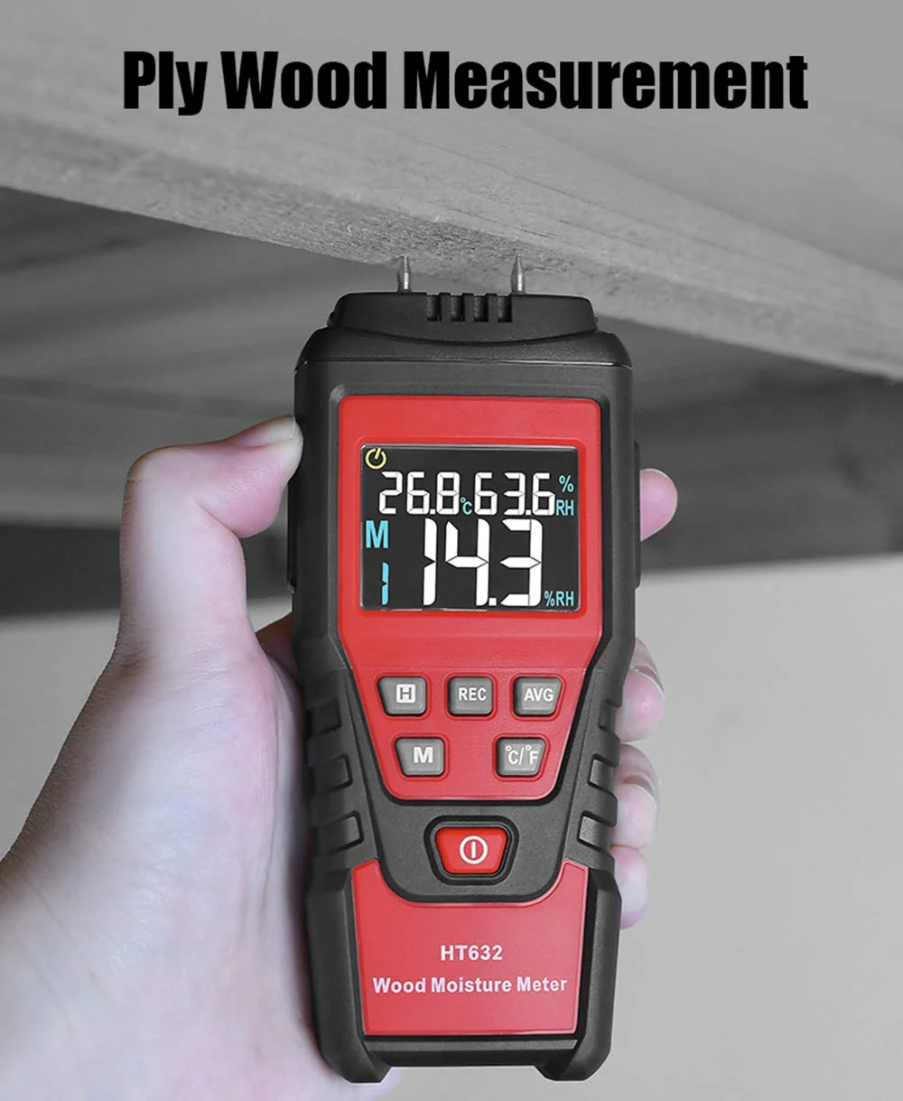 رطوبت سنج چوب دیجیتال AUTENS، رطوبت سنج چوب با صفحه نمایش ال سی دی با نور پس زمینه، کیف قابل حمل برای تشخیص نشت آب و رطوبت در سقف و دیوارهای چوبی