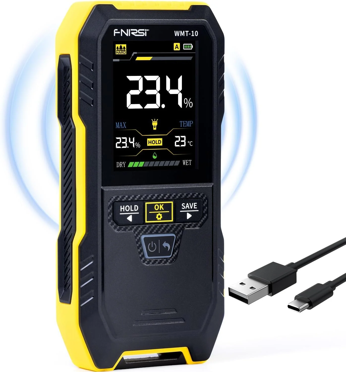 رطوبت سنج چوب قابل حمل و شارژی - تشخیص بدون سوزن برای هیزم، دیوارها و موارد دیگر - نگهدارنده داده، ضبط، چراغ قوه - آشکارساز رطوبت چوب و بتن رطوبت سنج چوب قابل حمل و شارژی - تشخیص بدون سوزن برای هیزم، دیوارها و موارد دیگر - نگهدارنده داده، ضبط، چراغ قوه - آشکارساز رطوبت چوب و بتن