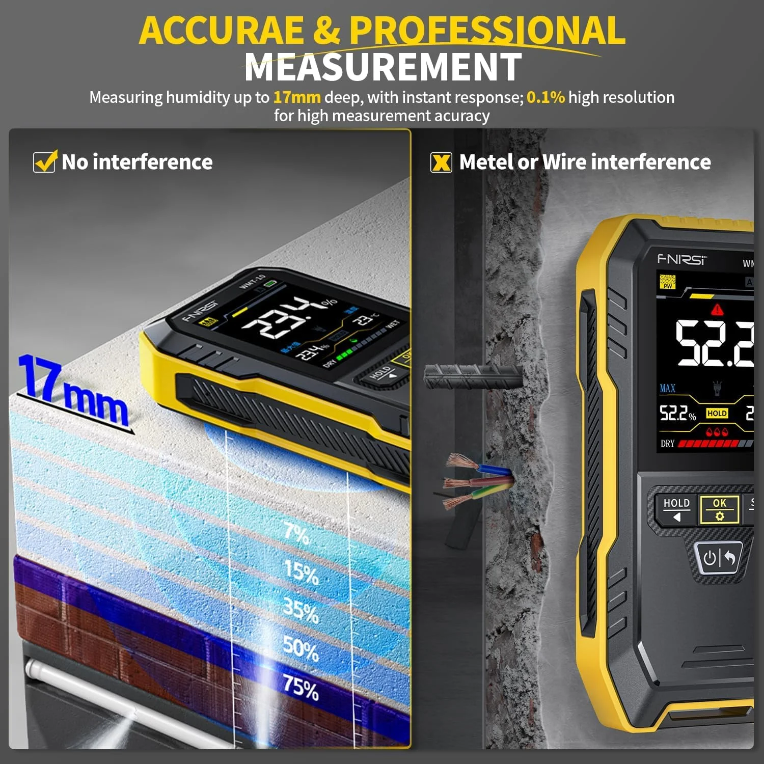 رطوبت سنج چوب قابل حمل و شارژی - تشخیص بدون سوزن برای هیزم، دیوارها و موارد دیگر - نگهدارنده داده، ضبط، چراغ قوه - آشکارساز رطوبت چوب و بتن رطوبت سنج چوب قابل حمل و شارژی - تشخیص بدون سوزن برای هیزم، دیوارها و موارد دیگر - نگهدارنده داده، ضبط، چراغ قوه - آشکارساز رطوبت چوب و بتن