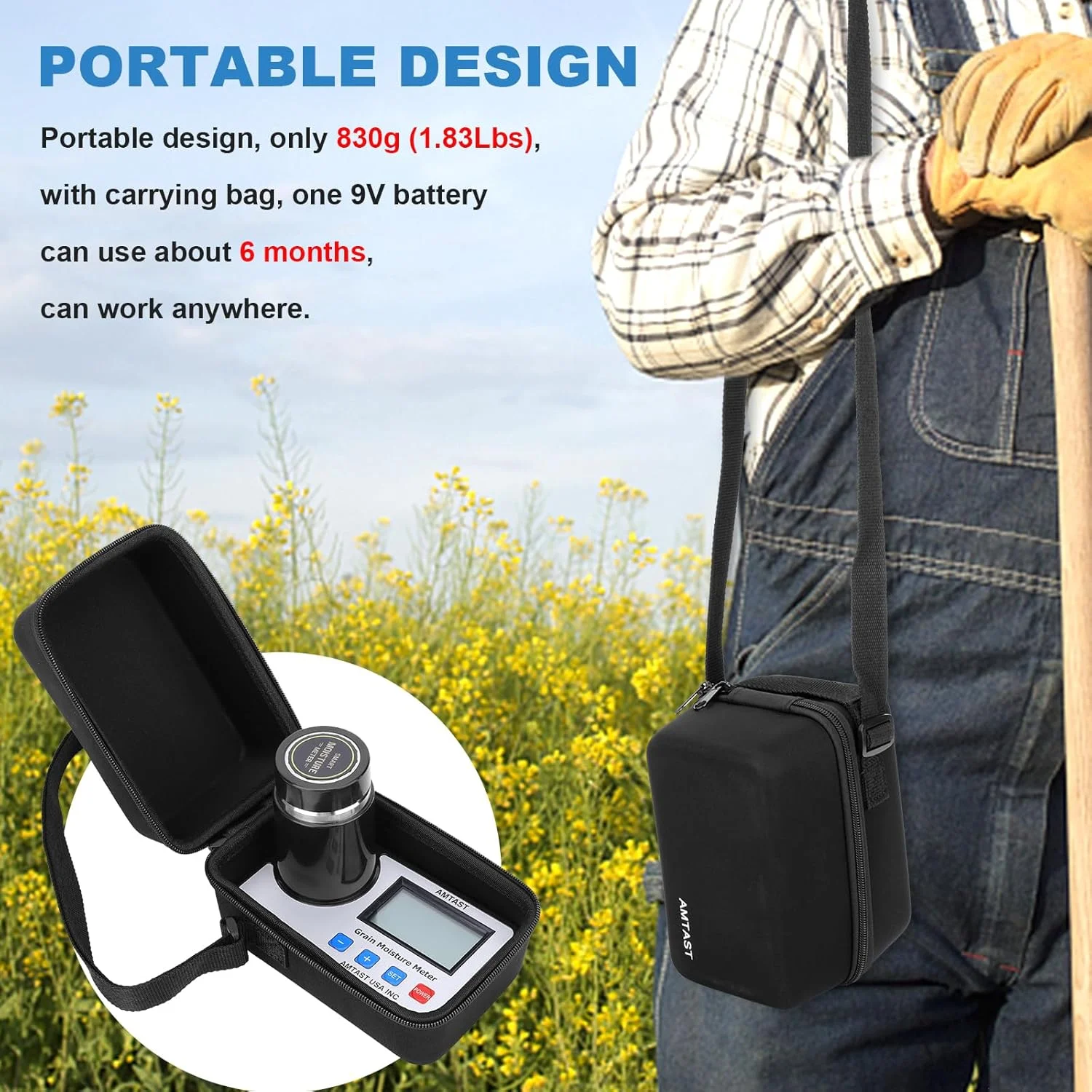 دستگاه رطوبت سنج غلات هوشمند AMTAST برای 18 نوع غله گندم ذرت (بلال) قهوه دانه کاکائو تخم کتان سویا برنج بادام زمینی کنجد سورگوم کلزا جو بادام هندی تست رطوبت دستگاه رطوبت سنج غلات هوشمند AMTAST برای 18 نوع غله گندم ذرت (بلال) قهوه دانه کاکائو تخم کتان سویا برنج بادام زمینی کنجد سورگوم کلزا جو بادام هندی تست رطوبت