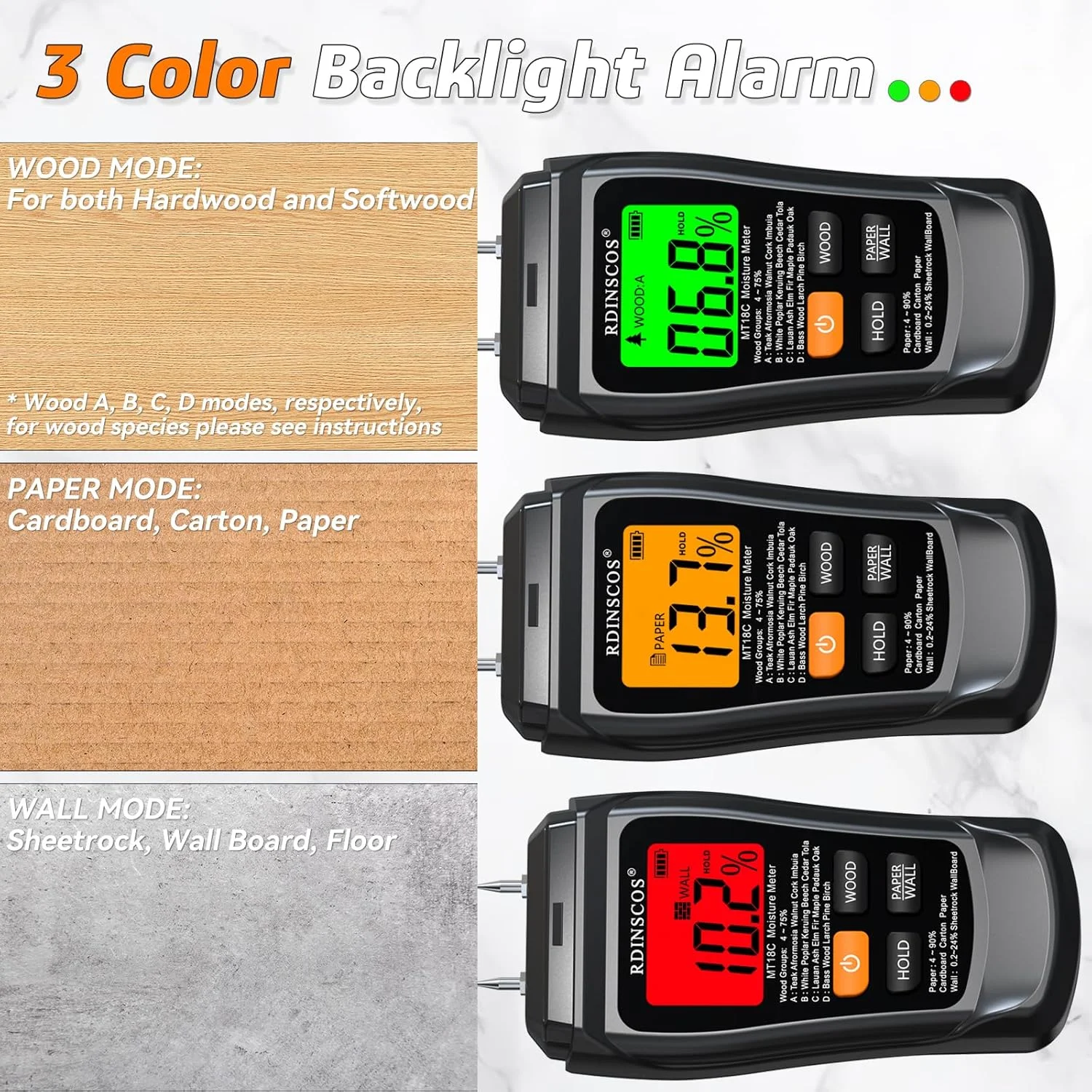 رطوبت سنج سوزنی RDINSCOS برای چوب، مصالح ساختمانی با صفحه نمایش LCD رنگی رطوبت سنج سوزنی RDINSCOS برای چوب، مصالح ساختمانی با صفحه نمایش LCD رنگی