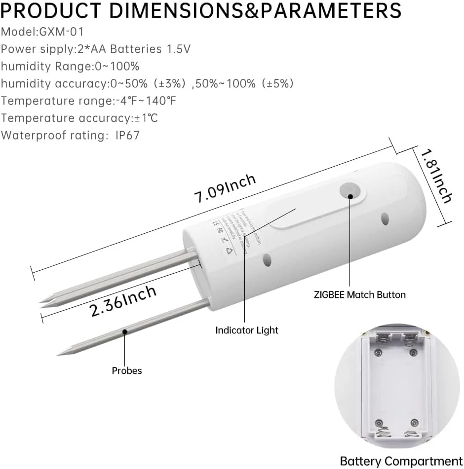 رطوبت سنج خاک، تستر رطوبت خاک برای گیاهان، سنسور رطوبت سنج خاک، عملکرد ضد آب در فضای باز، سازگار با برنامه هوشمند TUYA، برای باغبانی، چمن، کشاورزی، استفاده از گیاهان داخلی و خارجی رطوبت سنج خاک، تستر رطوبت خاک برای گیاهان، سنسور رطوبت سنج خاک، عملکرد ضد آب در فضای باز، سازگار با برنامه هوشمند TUYA، برای باغبانی، چمن، کشاورزی، استفاده از گیاهان داخلی و خارجی