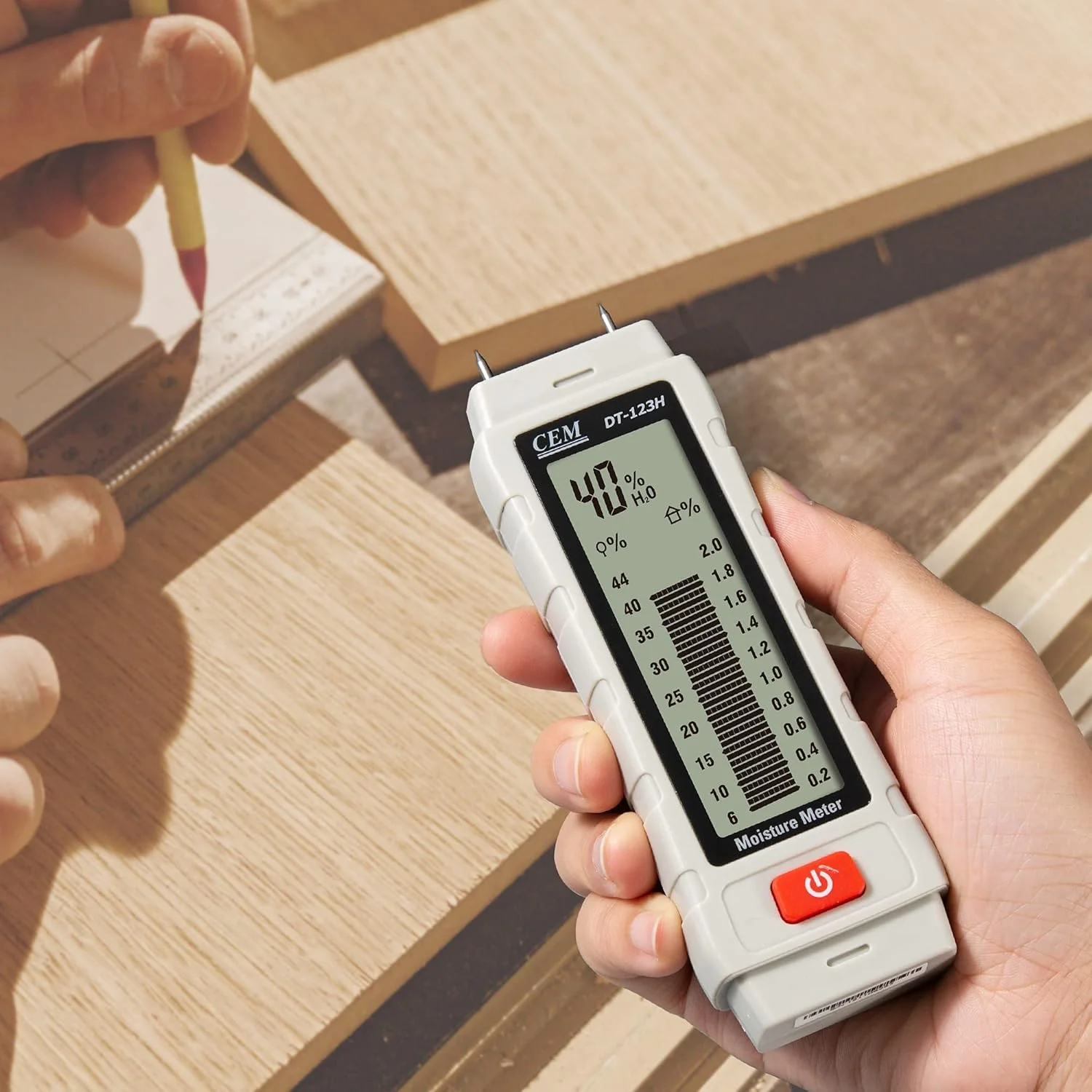 رطوبت سنج دیجیتال کوچک CEM، رطوبت سنج چوب سوزنی قابل حمل با صفحه نمایش LED و چراغ قوه، آشکارساز نشت آب برای کاغذ، دیوار، بتن، آجر، گچ رطوبت سنج دیجیتال کوچک CEM، رطوبت سنج چوب سوزنی قابل حمل با صفحه نمایش LED و چراغ قوه، آشکارساز نشت آب برای کاغذ، دیوار، بتن، آجر، گچ