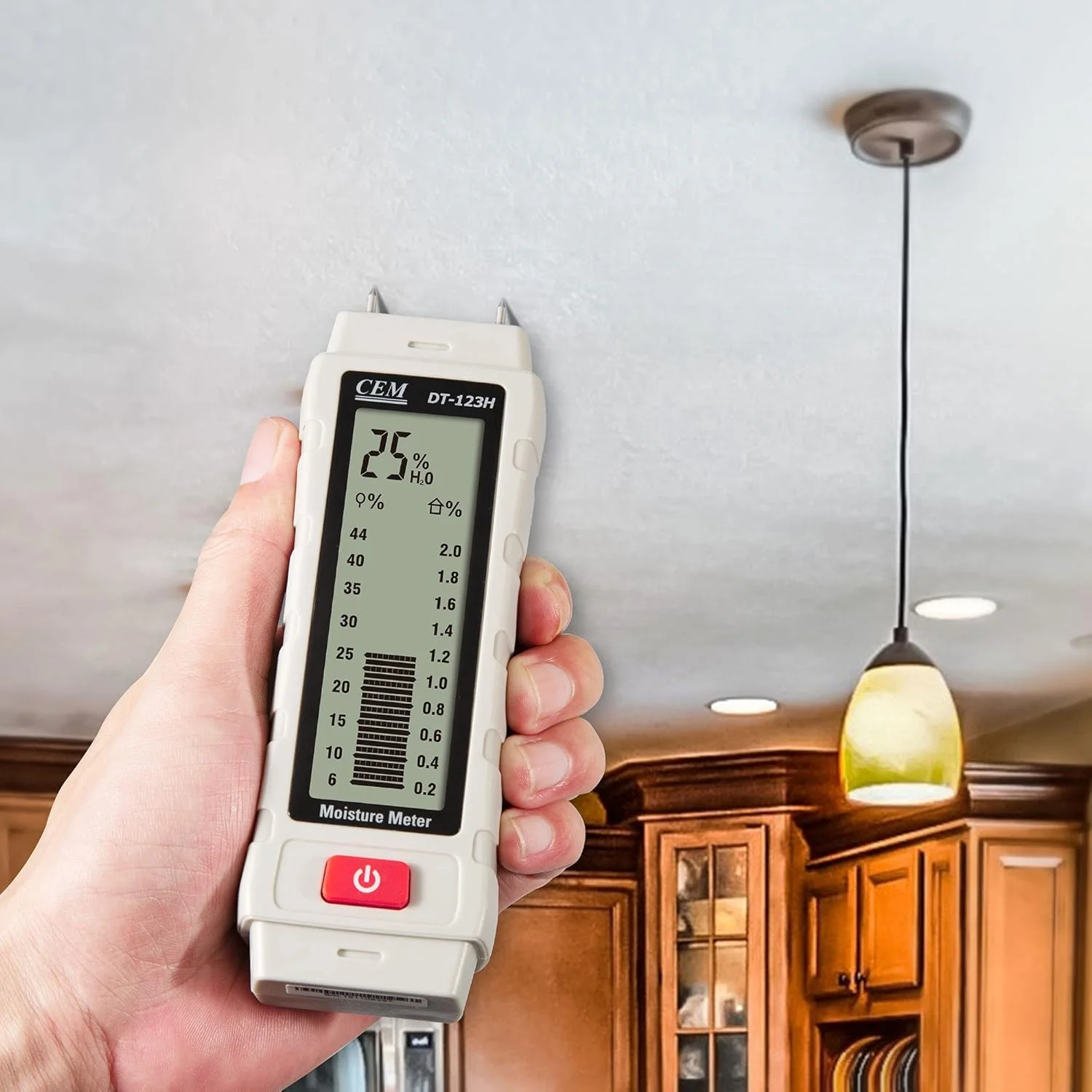 رطوبت سنج دیجیتال کوچک CEM، رطوبت سنج چوب سوزنی قابل حمل با صفحه نمایش LED و چراغ قوه، آشکارساز نشت آب برای کاغذ، دیوار، بتن، آجر، گچ رطوبت سنج دیجیتال کوچک CEM، رطوبت سنج چوب سوزنی قابل حمل با صفحه نمایش LED و چراغ قوه، آشکارساز نشت آب برای کاغذ، دیوار، بتن، آجر، گچ