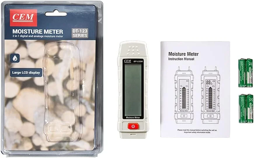 رطوبت سنج دیجیتال کوچک CEM، رطوبت سنج چوب سوزنی قابل حمل با صفحه نمایش LED و چراغ قوه، آشکارساز نشت آب برای کاغذ، دیوار، بتن، آجر، گچ رطوبت سنج دیجیتال کوچک CEM، رطوبت سنج چوب سوزنی قابل حمل با صفحه نمایش LED و چراغ قوه، آشکارساز نشت آب برای کاغذ، دیوار، بتن، آجر، گچ