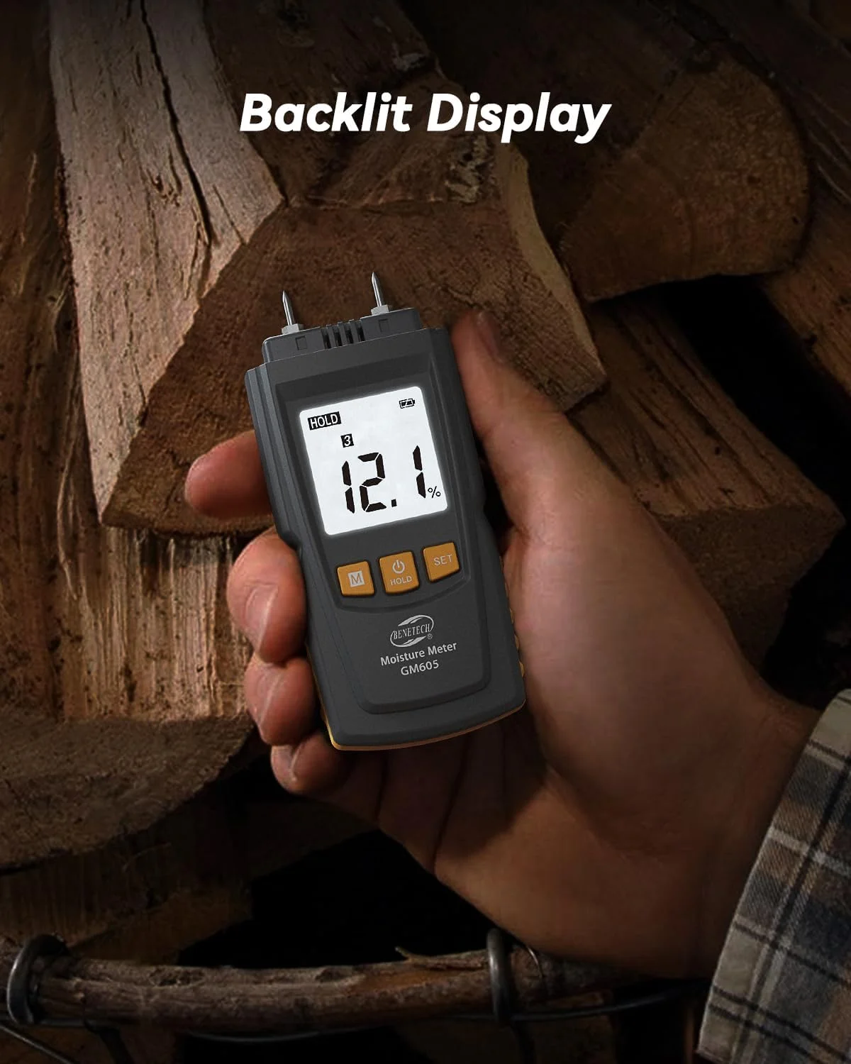رطوبت سنج دیجیتال سوزنی چند منظوره برای تشخیص رطوبت مصالح ساختمانی، هیزم، دیوارها و کاغذ