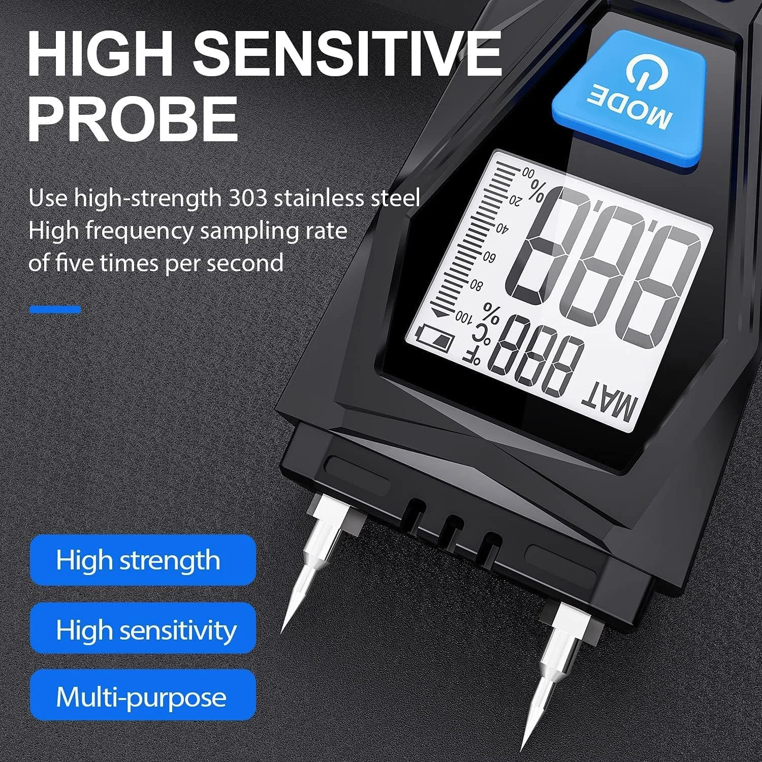 رطوبت سنج چوب، رطوبت سنج قابل حمل با پروب حساس، آشکارساز نشت آب و تستر رطوبت برای چوب، دیوارها، هیزم و مصالح ساختمانی - اندازه گیری دمای محیط و رطوبت رطوبت سنج چوب، رطوبت سنج قابل حمل با پروب حساس، آشکارساز نشت آب و تستر رطوبت برای چوب، دیوارها، هیزم و مصالح ساختمانی - اندازه گیری دمای محیط و رطوبت