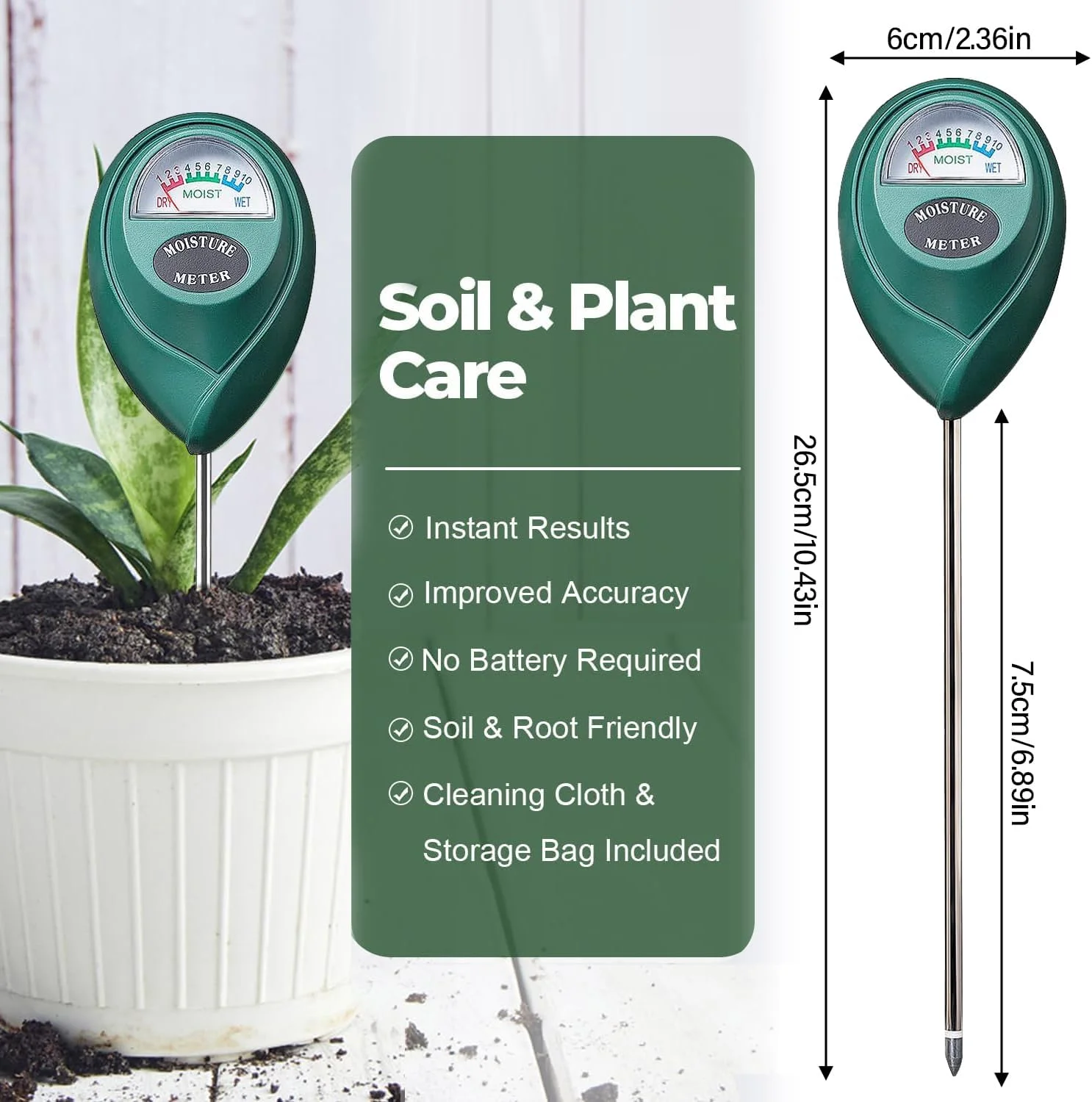 رطوبت سنج خاک STAYOUNG - تست کننده رطوبت خاک برای باغ، چمن، مزرعه، گیاهان داخلی و خارجی (بدون نیاز به باتری) رطوبت سنج خاک STAYOUNG - تست کننده رطوبت خاک برای باغ، چمن، مزرعه، گیاهان داخلی و خارجی (بدون نیاز به باتری)