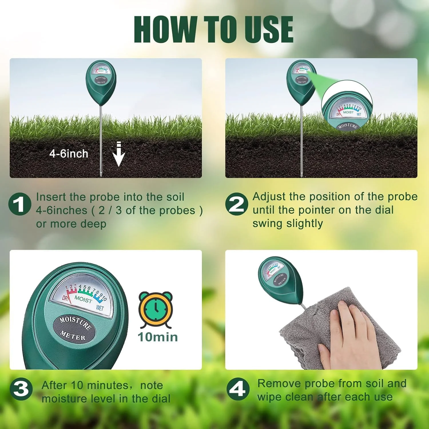 رطوبت سنج خاک STAYOUNG - تست کننده رطوبت خاک برای باغ، چمن، مزرعه، گیاهان داخلی و خارجی (بدون نیاز به باتری) رطوبت سنج خاک STAYOUNG - تست کننده رطوبت خاک برای باغ، چمن، مزرعه، گیاهان داخلی و خارجی (بدون نیاز به باتری)