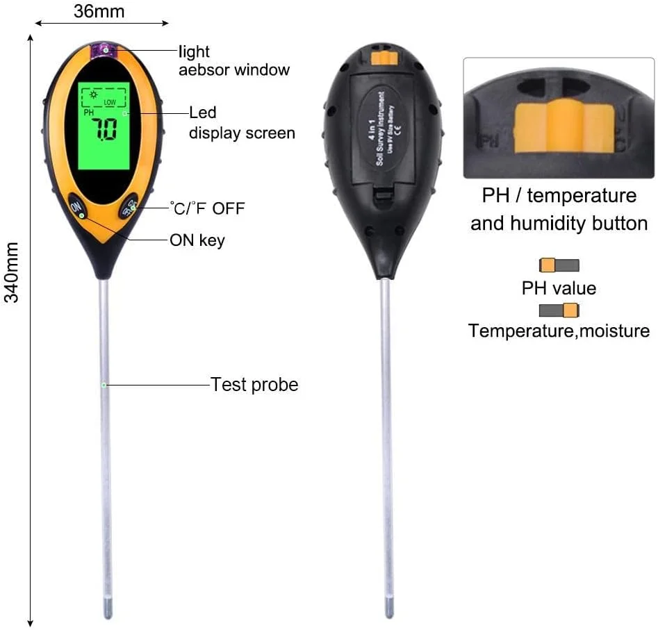 تستر خاک 4 در 1 برای سنجش PH، رطوبت، دما و نور خاک، مناسب برای باغبانی داخلی و خارجی، دارای سنسور و ست شفاف هیدروپونیک برای گیاهان خانگی و باغ تستر خاک 4 در 1 برای سنجش PH، رطوبت، دما و نور خاک، مناسب برای باغبانی داخلی و خارجی، دارای سنسور و ست شفاف هیدروپونیک برای گیاهان خانگی و باغ